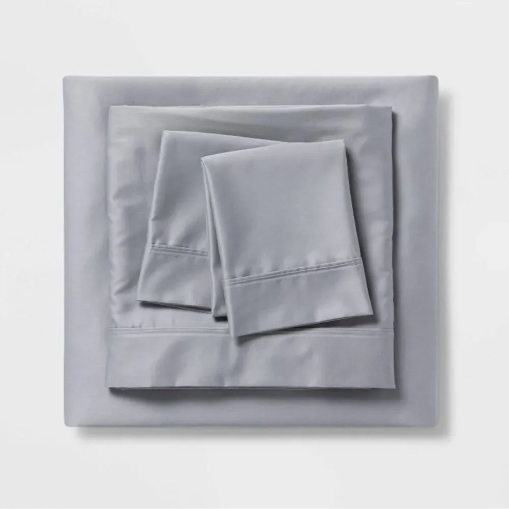 New Threshold Full 500 Thread Count Tri-Ease Solid Sheet Set Light Gray